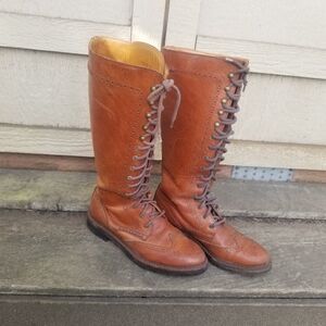 Vintage Cole Haan Leather Lace Up Knee High Boots